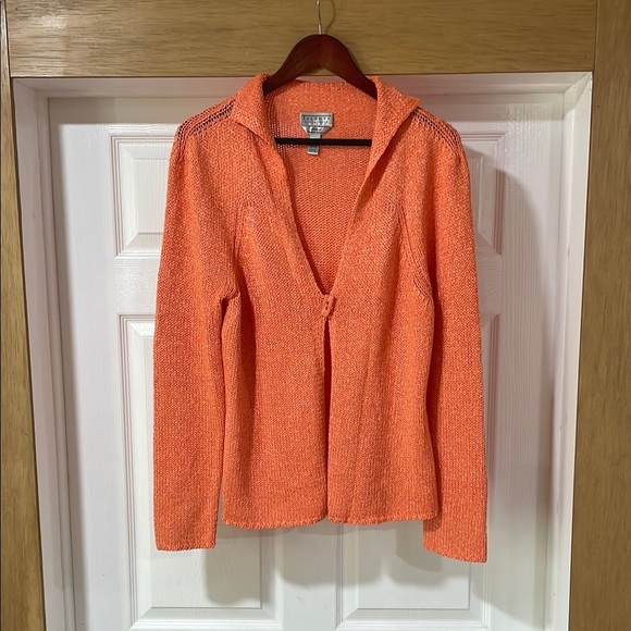 Talbots Collection Women Sweater Knit Cardigan Long Sleeve Orange Size L Button - Picture 2 of 9